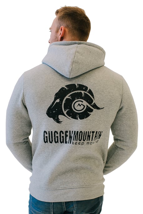Herren Wandern Kapuzenpullover Fleece Hoodie Outdoor Mit Logo Hellgrau - Image 1
