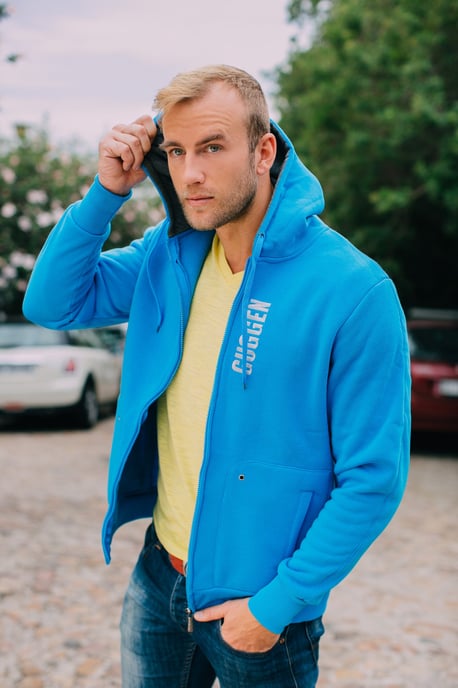 Herren Kapuzenpullover Pullover Hoodie Blau - Image 5