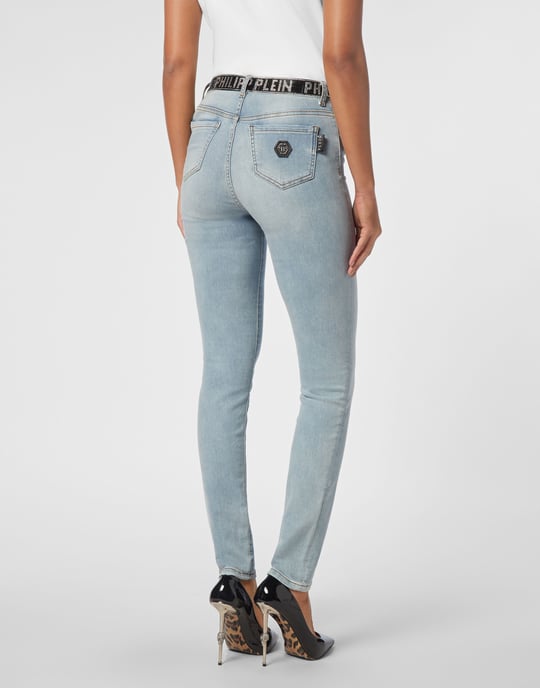 Denim Strass Band High Waist Jegging Trousers - Image 3