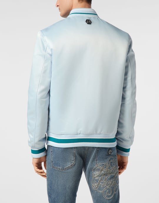 Satin Bomber Jacket Logo Strass - Image 5