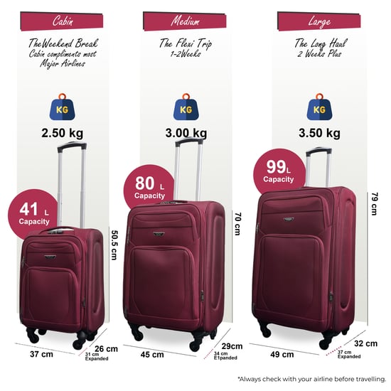 Weichschalen-Reisekoffer aus leichtem Nylon in Weinrot mit 4 Rädern, Urlaubskoffer - Image 2