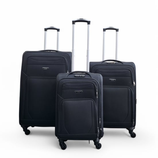 Reisekoffer mit 4 Rädern, weiche Schale, leicht, aus schwarzem Nylon, für den Urlaub - Image 1