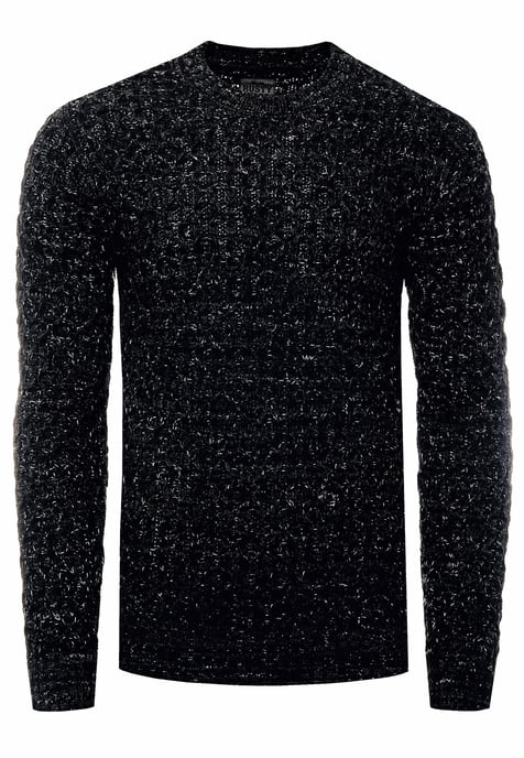 Schwerer Kontrast Grobstrick Rundhals-Pullover - Image 1
