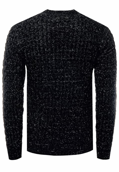 Schwerer Kontrast Grobstrick Rundhals-Pullover - Image 2