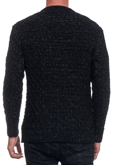 Schwerer Kontrast Grobstrick Rundhals-Pullover - Image 4