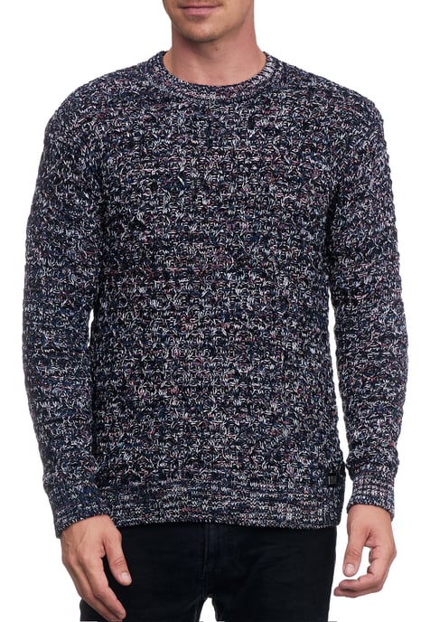 Schwerer Kontrast Grobstrick Rundhals-Pullover - Image 1