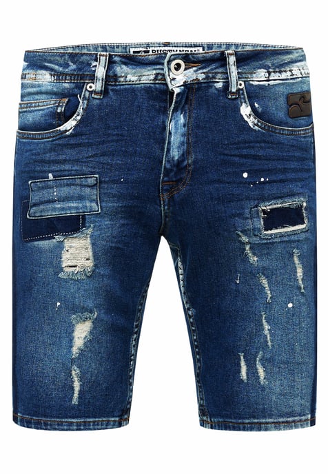 Destroyed Jeans Short Slim Fit "NAVITO" Dark Blue Used - Image 1