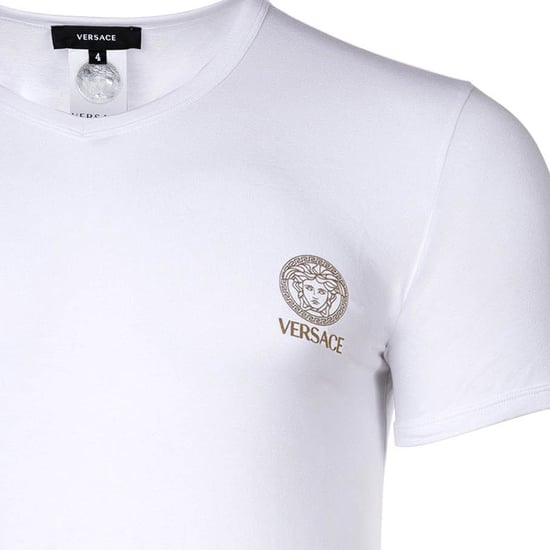 Versace Short Sleeves V Neck Jersey Topeka Bi-Stretch Cotton Organic New Logo T-Shirt - Image 3