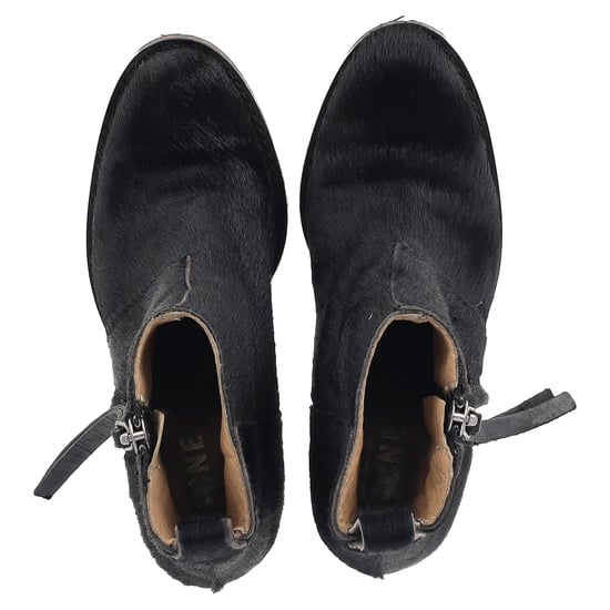 Acne Studios Reißverschluss-Ankle Boots aus schwarzem Ponyhaar - Image 3