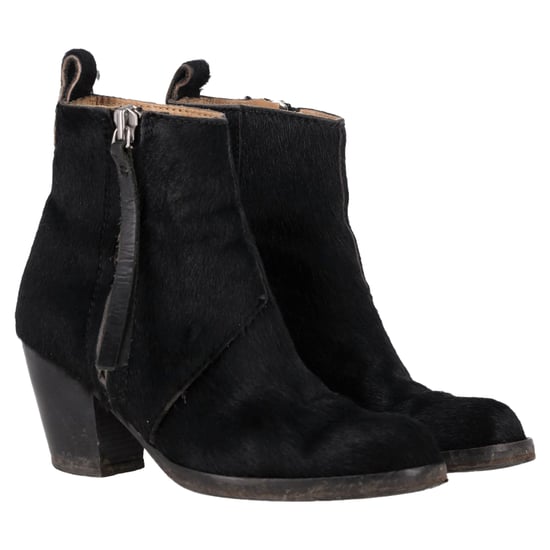 Acne Studios Reißverschluss-Ankle Boots aus schwarzem Ponyhaar - Image 4