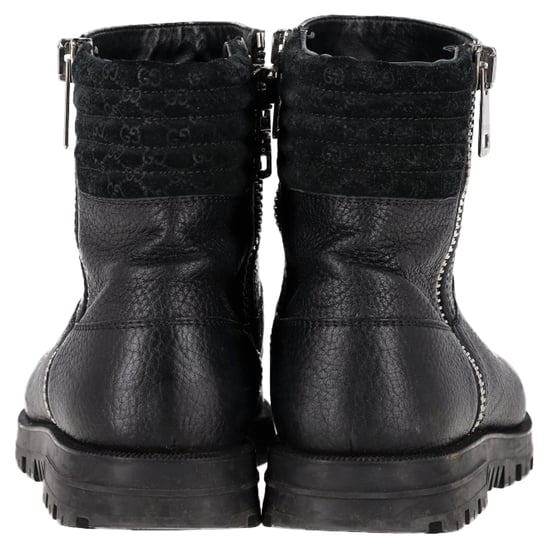 Gucci Micro GG Reißverschluss-Stiefeletten aus schwarzem Leder - Image 5