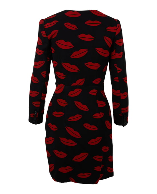 Saint Laurent Lippenprint-Seiden-Wickelkleid - Image 2