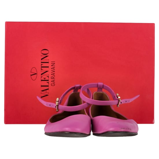 Valentino Garavani Tan-Go Ankle-Strap Ballerina-Flats aus pinkfarbenem Leder - Image 3