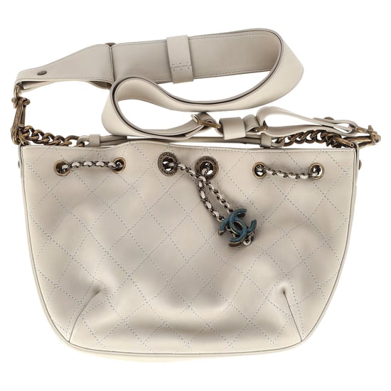Chanel CC Paris-Rome Schultertasche aus weißem Leder - Image 1