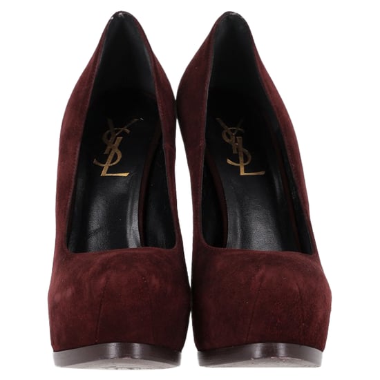 Saint Laurent Tribtoo Plateau-Pumps aus burgunderfarbenem Wildleder - Image 2