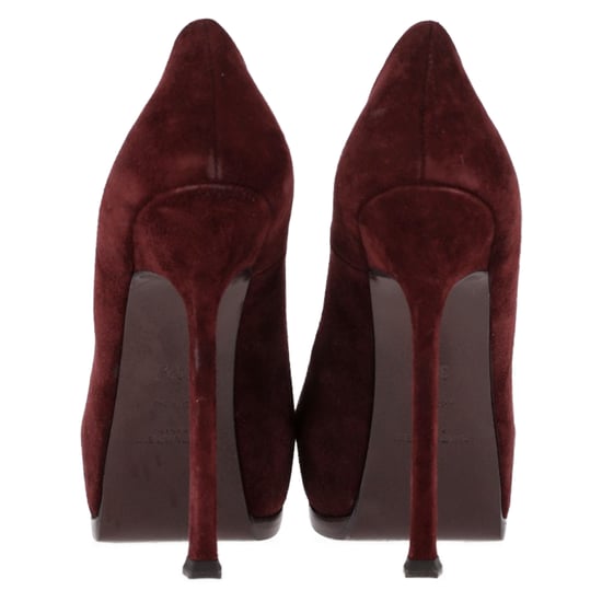 Saint Laurent Tribtoo Plateau-Pumps aus burgunderfarbenem Wildleder - Image 5