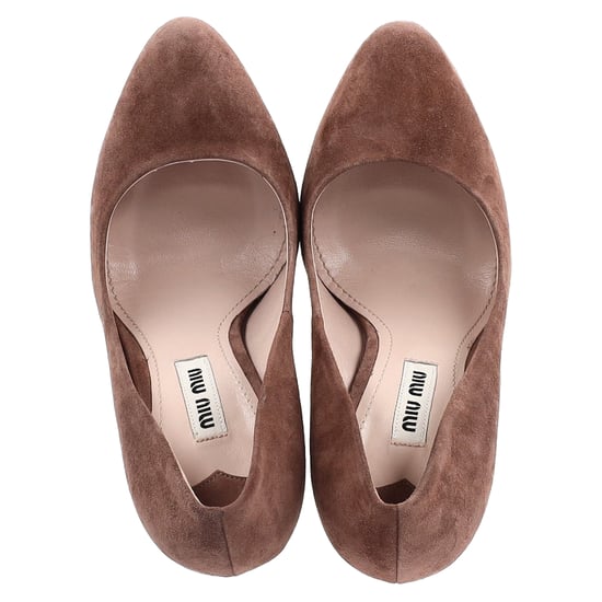 Miu Miu Plattform-Pumps aus braunem Wildleder - Image 3