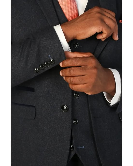 Marineblauer Herrenblazer aus Wollmischung und Tweed - Image 2