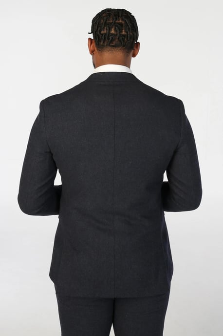 Marineblauer Herrenblazer aus Wollmischung und Tweed - Image 3