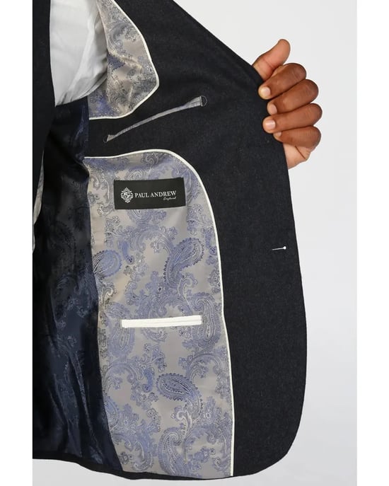 Marineblauer Herrenblazer aus Wollmischung und Tweed - Image 4