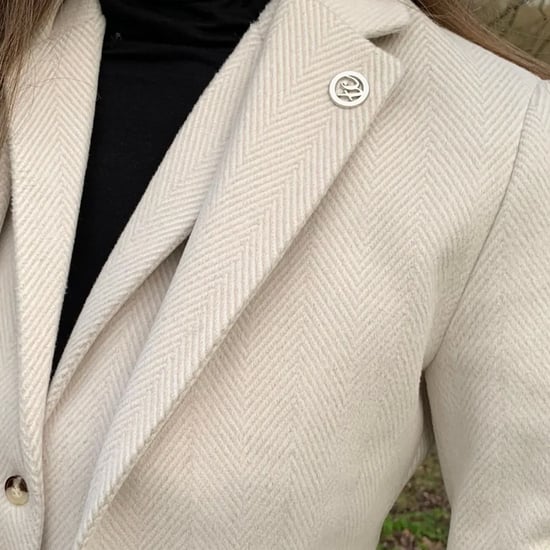 Cremefarbener Blazer aus Wollmischung und Tweed im Tailored Fit für Damen - Image 4