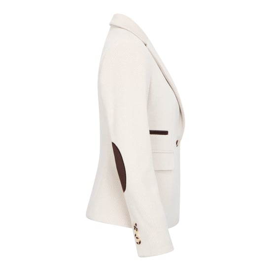Cremefarbener Blazer aus Wollmischung und Tweed im Tailored Fit für Damen - Image 5