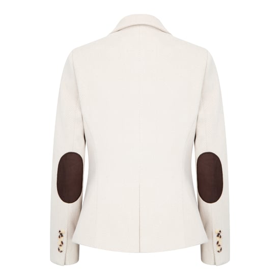 Cremefarbener Blazer aus Wollmischung und Tweed im Tailored Fit für Damen - Image 6