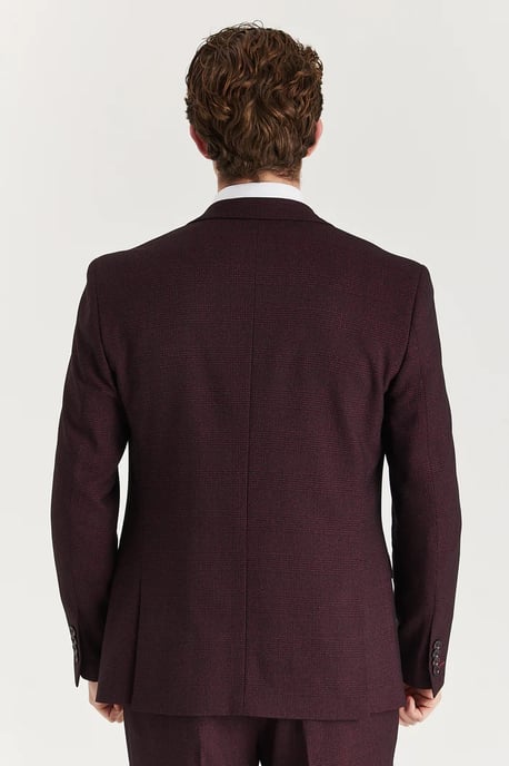 Weinroter Anzugsblazer mit Prince-of-Wales-Muster für Herren - Image 3