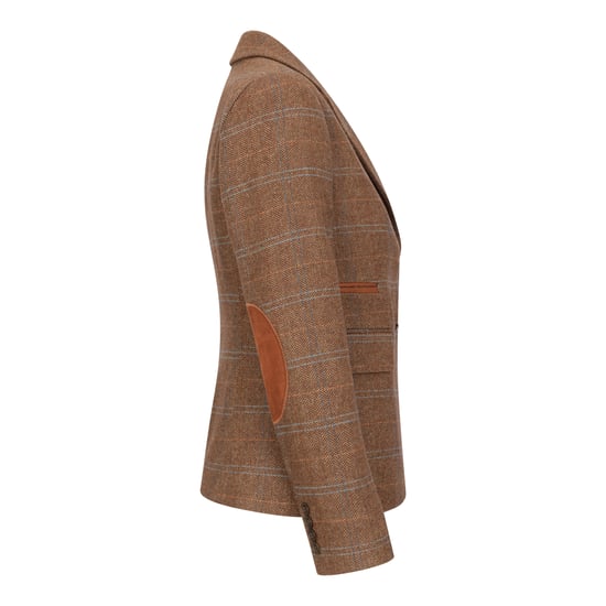 Tailored Fit Tweed-Blazer mit Fischgrätenmuster für Damen in Oak Brown - Image 3