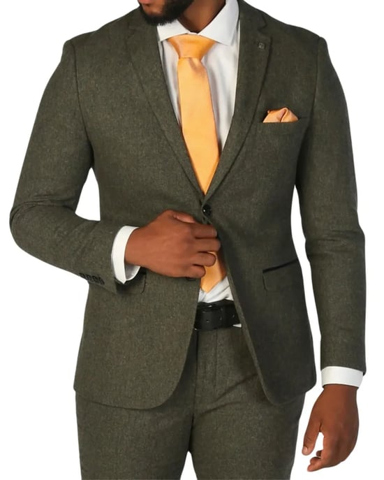 Olivgrüner Herrenblazer aus Wollmischung und Tweed - Image 1
