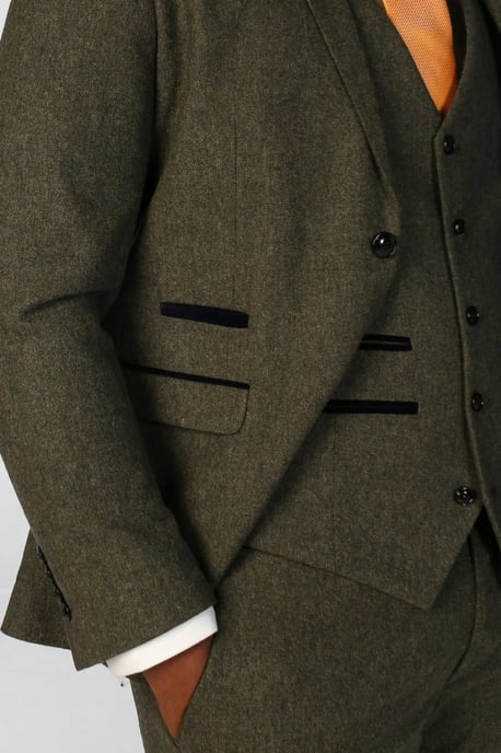 Olivgrüner Herrenblazer aus Wollmischung und Tweed - Image 3