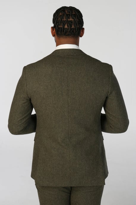 Olivgrüner Herrenblazer aus Wollmischung und Tweed - Image 4