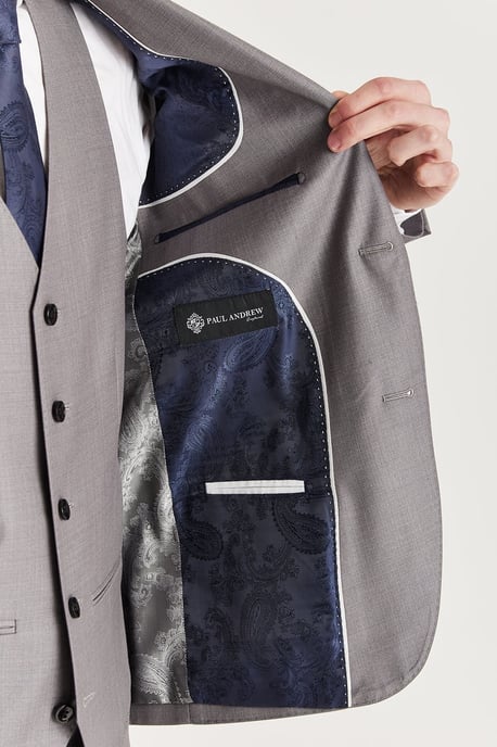 Grauer maßgeschneiderter Anzugsblazer für Herren - Image 4
