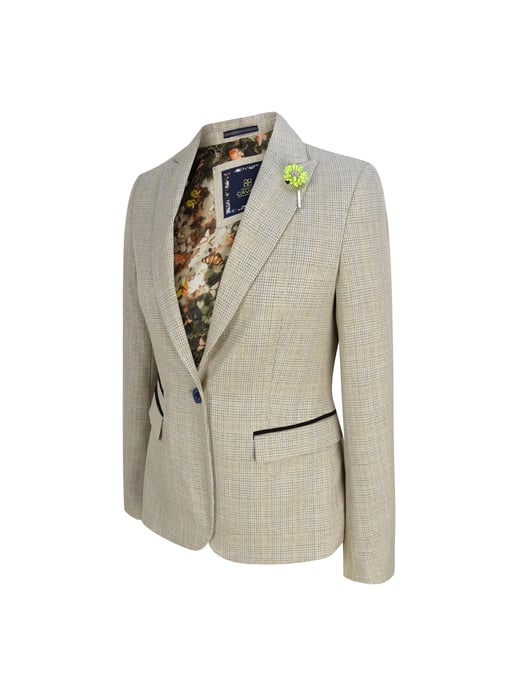 Damen Tweed Fischgrätenmuster Creme Jacke Peaky Blinders - Image 2