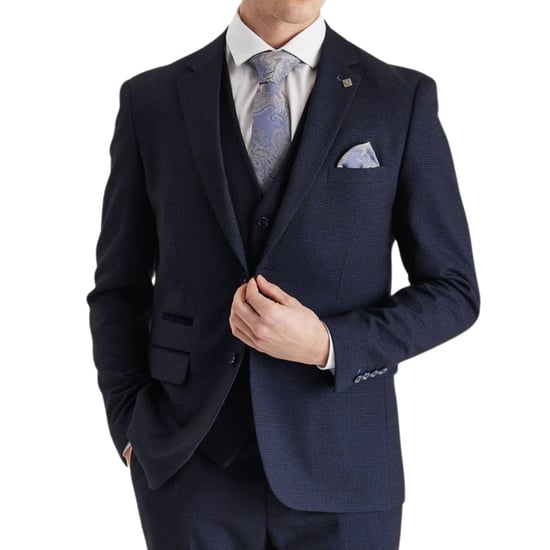 Marineblauer Anzugsblazer mit Prince-of-Wales-Muster für Herren - Image 2