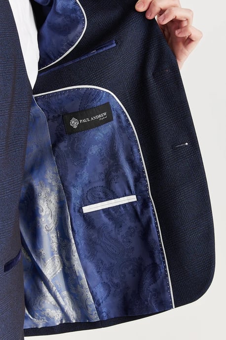 Marineblauer Anzugsblazer mit Prince-of-Wales-Muster für Herren - Image 5