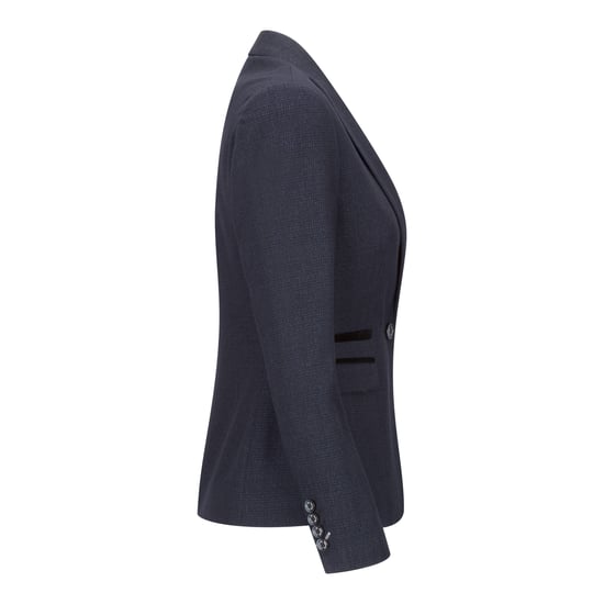 Damen Tailored Fit Tweed Marineblau Karierter Blazer Wolljacke - Image 2