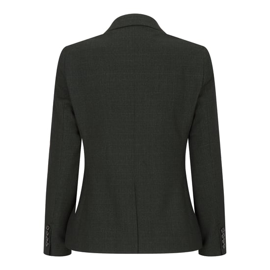 Damen Tweed Grün Karierter Blazer Wolle Klassische Jacke - Image 4