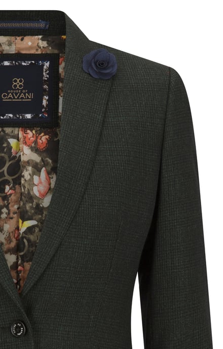 Damen Tweed Grün Karierter Blazer Wolle Klassische Jacke - Image 5