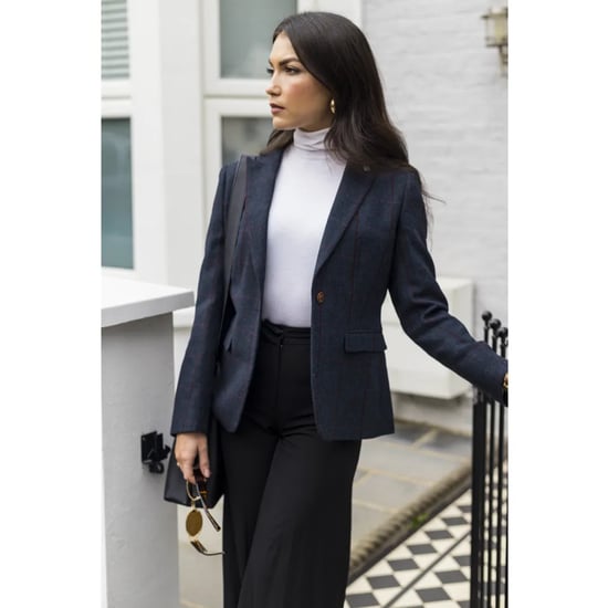 Marineblauer, taillierter Tweed-Blazer für Damen - Image 2