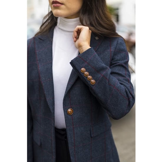 Marineblauer, taillierter Tweed-Blazer für Damen - Image 6
