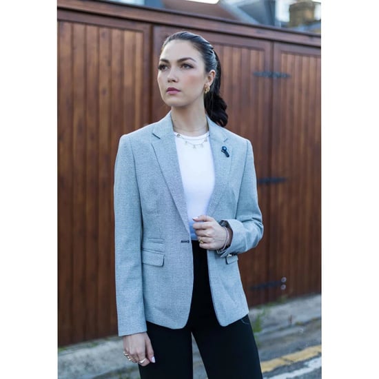 Damen Beiger Tweed Blazer in taillierter Passform aus Wollmischung - Image 2