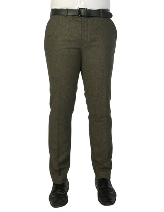 Olivgrüne Herrenhose aus Wollmischung und Tweed - Image 1