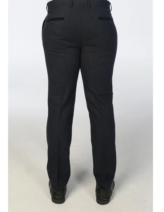 Marineblaue Herrenhose aus Wollmischung und Tweed - Image 3