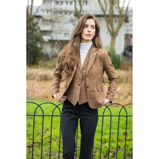 Tailored Fit Tweedweste für Damen in Eichenbraun mit Fischgrätenmuster - Image 2