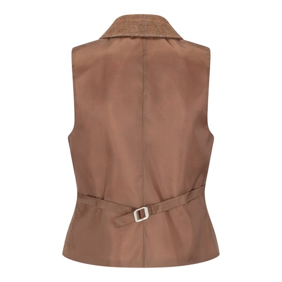 Tailored Fit Tweedweste für Damen in Eichenbraun mit Fischgrätenmuster - Image 3