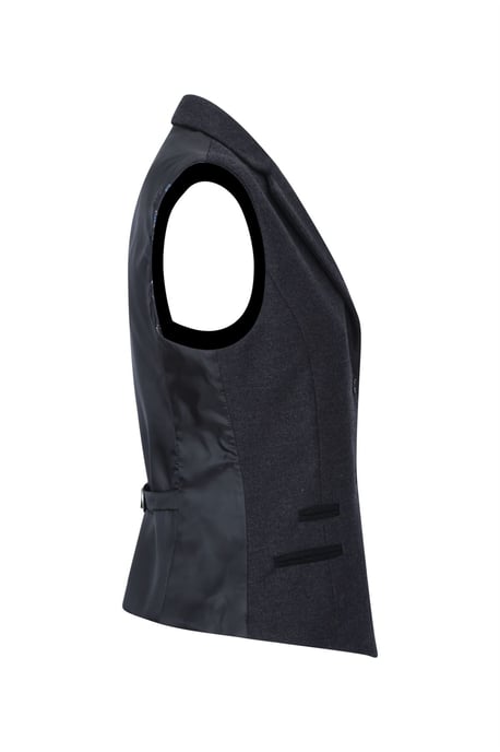 Damen Weste aus Tweed mit Fischgrätenmuster und Karomuster, schwarze Weste aus Wollmischung - Image 4