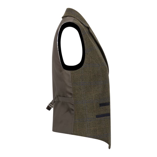 Olivgrüne Tailored Fit Tweedweste für Damen mit Fischgrätenmuster - Image 3
