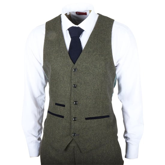 Olivgrüne Herrenweste aus Wollmischung mit Tweed - Image 2