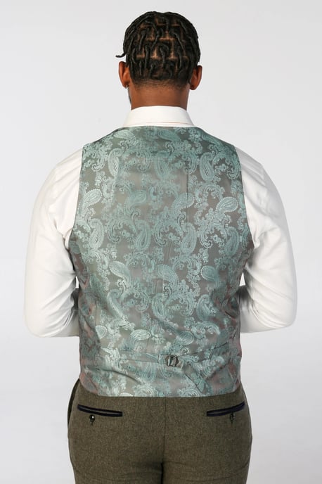 Olivgrüne Herrenweste aus Wollmischung mit Tweed - Image 3